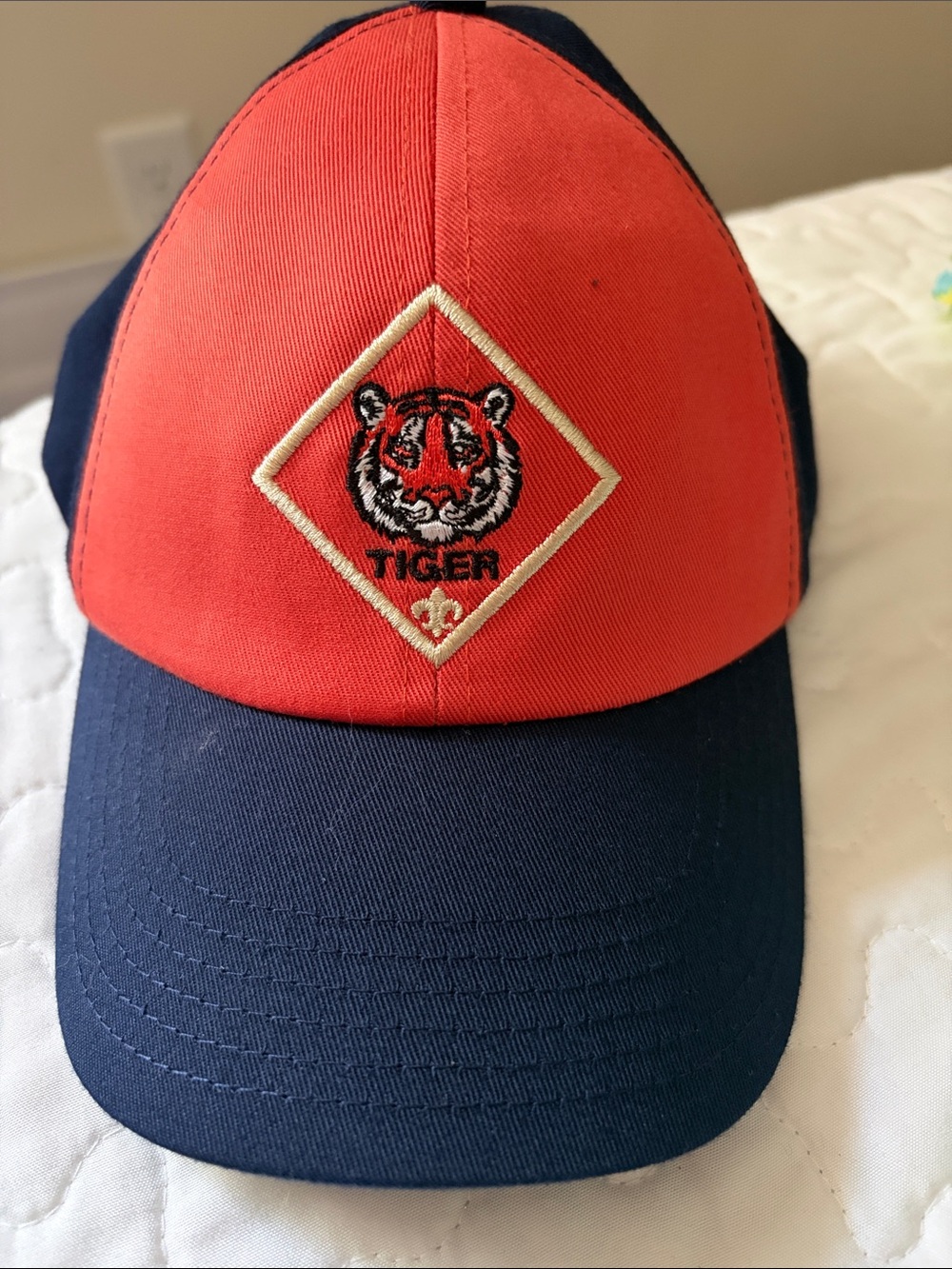 Tiger Patch Two-Tone Baseball Cap - Red & Navy